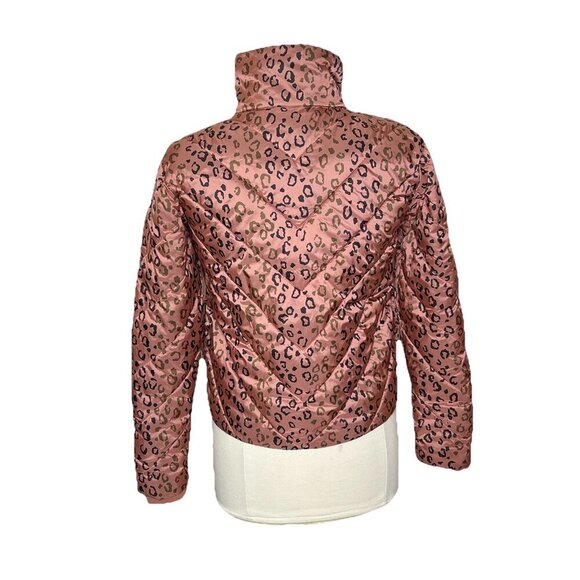 Scotch & Soda Jacket XS Womens Pink Puffer Quilted Leopard Winter Full Zip - Picture 5 of 13